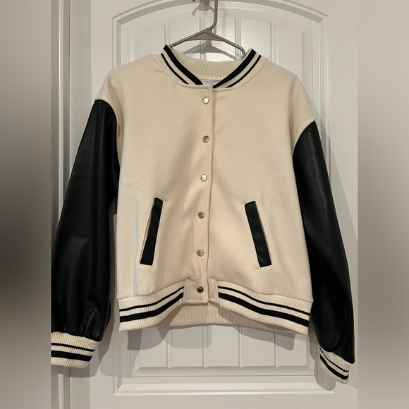 Iris Black and Cream Varsity Bomber Jacket - Picture 5 of 10
